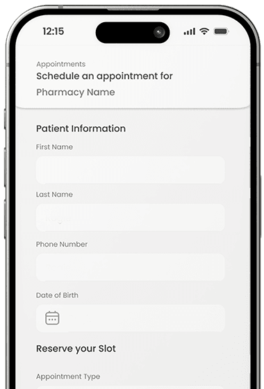 Prescription transfer screen on mobile